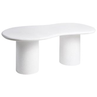 Beliani Mesa De Comedor Moderna Para Jard&iacute;n 200 X 110 Cm 6 Plazas Mgo Forma Ovalada Irregular Comedor Exterior Interior Terrazo Blanco Sirmione