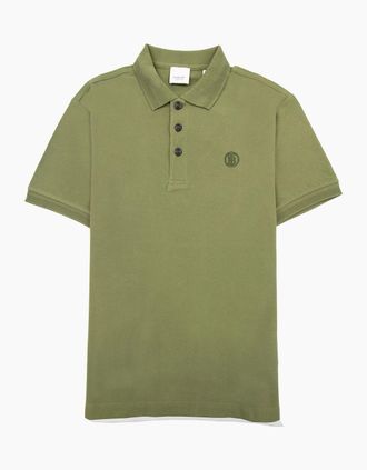 Burberry Mens Burberry Manzoni Monogram Pique Polo Olive - Green - Size: 36
