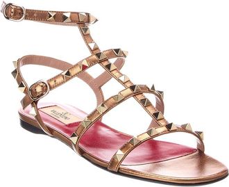 Valentino Rockstud Caged Leather Ankle Strap Sandal