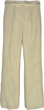 Galvan London Pinstripe Trousers in Ivory Virgin Wool