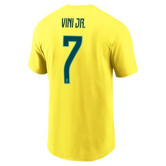 Nike Vini Jr. Brazil Nike Mens Soccer T-Shirt in Yellow | M11332P375FNVI-YST