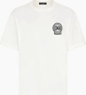 Dolce & Gabbana Mens Dolce & Gabbana Roman Numerals Crest Embroidered Logo T-Shirt in White - Size: 3XL 56