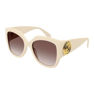 Gucci Sunglasses, female, Beige, Size: 54 MM Gg1407S Oversized Sunglasses