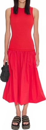 Simon Miller Yanez Poplin Combo Dress In Cherry Red