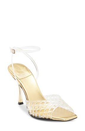 Jeffrey Campbell Lattix Ankle Strap Jelly Sandal in Clear Gold at Nordstrom, Size 5.5