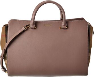 Burberry Banwell Medium Leather & Check Canvas Satchel
