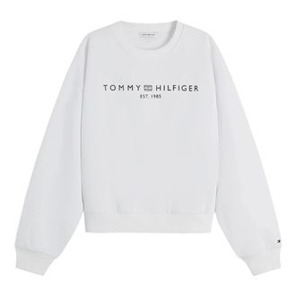 Tommy Hilfiger Corp Logo Mdrn Swtsrt - Dames - Sweatshirts - Wit - 2XS - Katoen - Hoodies & sweatvesten