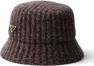 Prada Berretto con logo - Marrone