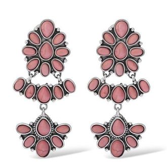 Jessica Simpson Pink Stone Statement Drop Earrings in Floral Shape in Pink/silver at Nordstrom