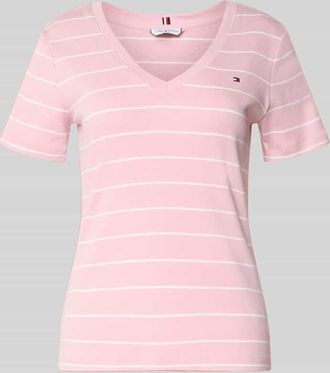 Tommy Hilfiger Slim Fit T-Shirt aus reiner Baumwolle in Rosa, Gr&ouml;&szlig;e XL