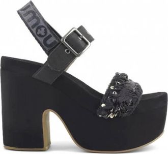 Mou High Heel Sandalen - Dames - Sandalen met hakken - Zwart - 35 EU - Katoen - Schoenen