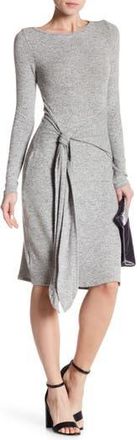 Go Couture Long Sleeve Front Tie Dress in Heather Grey at Nordstrom Rack, Size X-Large