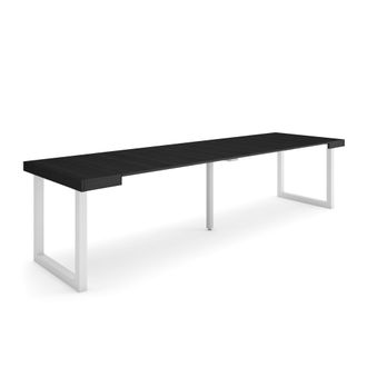 Skraut Home Mesa Consola Extensible, Mesa Comedor Plegable, 300, Para 14 Comensales, Patas Madera Maciza, Estilo Moderno, Negro - Skraut Home