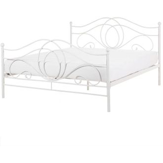 Beliani Beliani - Modern Contemporary Metal eu King Size Bed Frame 5ft3 White Bedroom Lyra