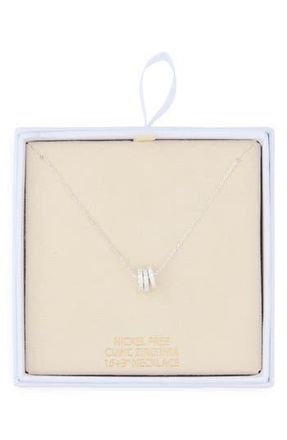Nordstrom Rack Cubic Zirconia Rondelle Necklace in Clear- Silver at Nordstrom Rack