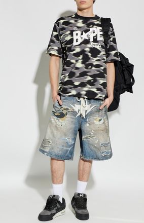 A Bathing Ape T-shirt With Logo, Mens, Grey