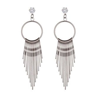 Generic Bohemian Earrings Statement Jewelry Exaggerated Silver Metal Earrings for Women Boho Tassel EarringDurability