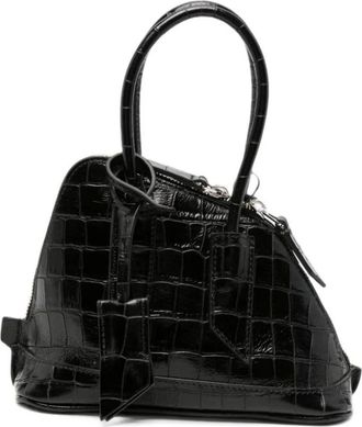 The Attico Tote Bag met Krokodillenmotief - Dames - Tassen - Zwart - Maat: ONE Size Leer