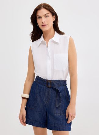 Contemporaine Womens Lightweight poplin sleeveless shirt