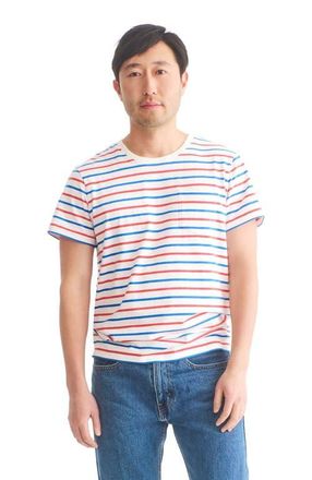 primary Unisex Fit Stripe Easy Tee In Blueberry in Blueberry Strawberry Stripe at Nordstrom, Size Xx-Large