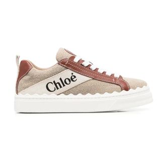 Chlo&eacute; Sneakers, female, Brown, Size: 10 US White Brown Lauren Sneaker