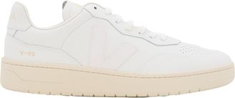 Veja White V-90 Perforated Leather Sneakers