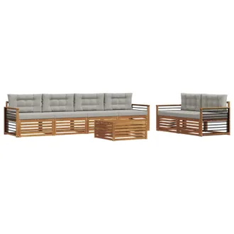 vidaXL Conjunto De Sof&aacute;s De Exterior 7 Uds. Gris Natural Y Claro Vidaxl