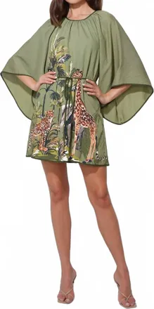 Adelyn Rae Irene Round Neck Printed Mini Dress In Matcha
