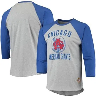 Stitches Mens Stitches Heathered Gray/Royal Chicago American Giants Negro League Wordmark Raglan 3/4-Sleeve T-Shirt in Heather Gray at Nordstrom, Size Medium