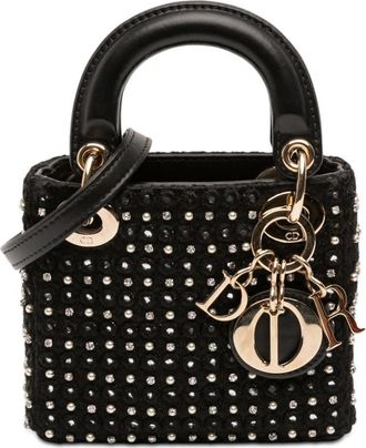 Dior Pre-owned Dior Micro Satin Crystal Embellished Lady Dior Ladies 04-MA-0243