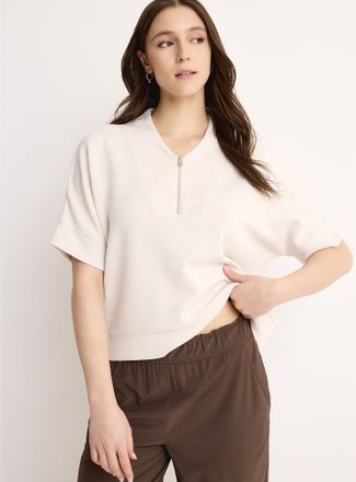 Miiyu Womens Peachskin-feel zipped V-neck sweatshirt