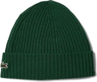 Lacoste Wool Cuff Beanie in Vert at Nordstrom