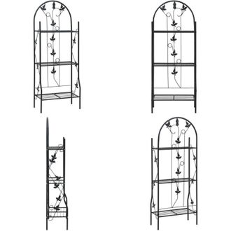 vidaXL Supporto per Piante a 3 Livelli Nero 52x28x128 cm in Ferro - Supporto per fiori - Supporto per piante a 3 livelli