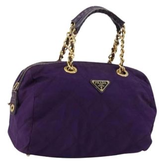 Prada Pre-owned Handbags, female, Purple, Size: ONE SIZE Pre-owned Vintage Nylon Hand Bag