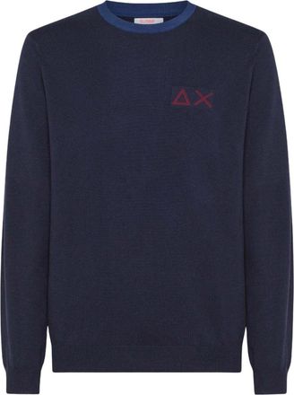 Sun 68 Ronde hals gebreid - Heren - Ronde hals truien - Blauw - 3XL - Katoen - Truien & Vesten