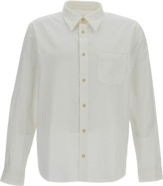 A.P.C. Cotton-Linen Blend Shirt with Pointed Collar