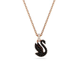 Swarovski Swan Womens Gold Plated Metal Necklace - Rose 5678046 Gold Tone - One Size
