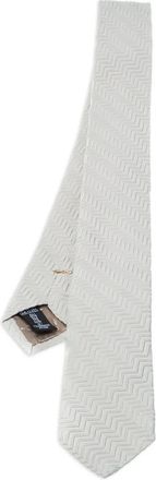 Emporio Armani Stropdas met zigzagpatroon - Wit