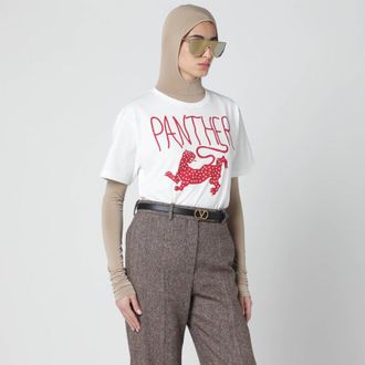 Valentino Ivory T-shirt with Panther print