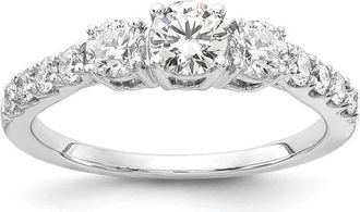 Diamond2Deal 14k White Gold Lab Grown Diamond 3-Stone Band Ring 1.5Ct Clarity- VS Color- G-H