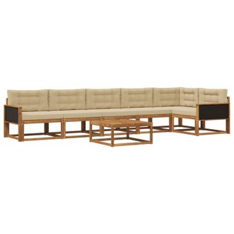 vidaXL Conjunto De Sof&aacute;s De Exterior Con Coj&iacute;n 7 Pcs Natural Y Beige Vidaxl