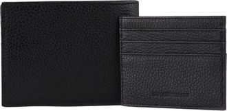 Emporio Armani Accessoires, unisex, Zwart, ONE Size, Leer, Luxe Leren Portemonnee met Logodetails