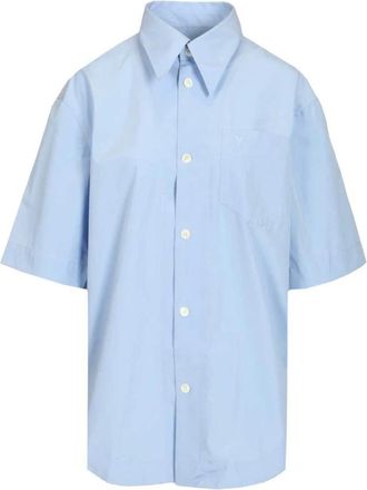 Ami Kortmouw Poplin Overhemd - Heren - Korte mouwen Overhemden - Blauw - XS - Katoen - Overhemden