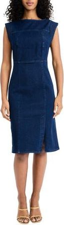 Donna Morgan Sleeveless Denim Sheath Dress in Dark Wash at Nordstrom Rack, Size 18