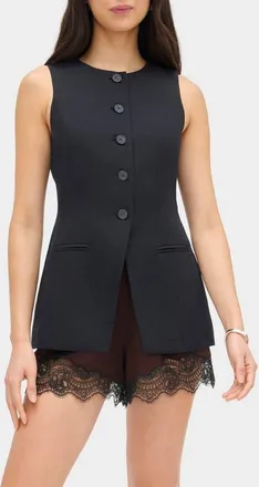 Aligne Leo Collarless Vest in Black at Nordstrom, Size 12
