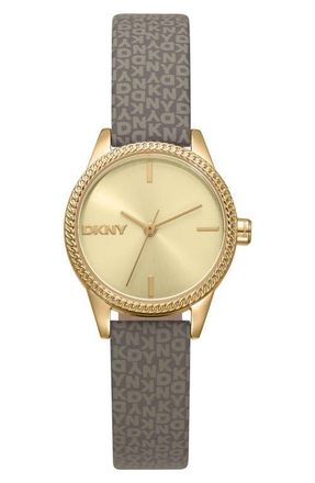 DKNY L 113 Leather Strap Watch in Champagne at Nordstrom