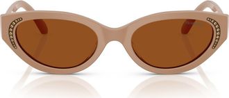 Swarovski 53mm Round Sunglasses in Beige at Nordstrom