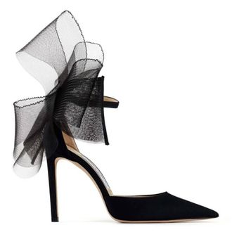 Jimmy Choo London Averly 100 Bow-Trimmed Pumps, Brand Size 35.5 ( US Size 5.5 )