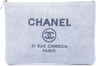 Chanel Pre-owned Canvas Clutch - Dames - Vintage Clutch - Blauw - ONE Size - Vintage
