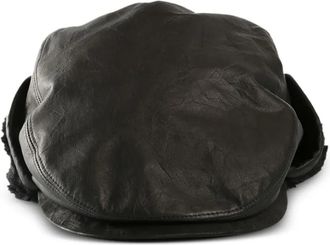 Yohji Yamamoto leather ear-flap hat - Nero